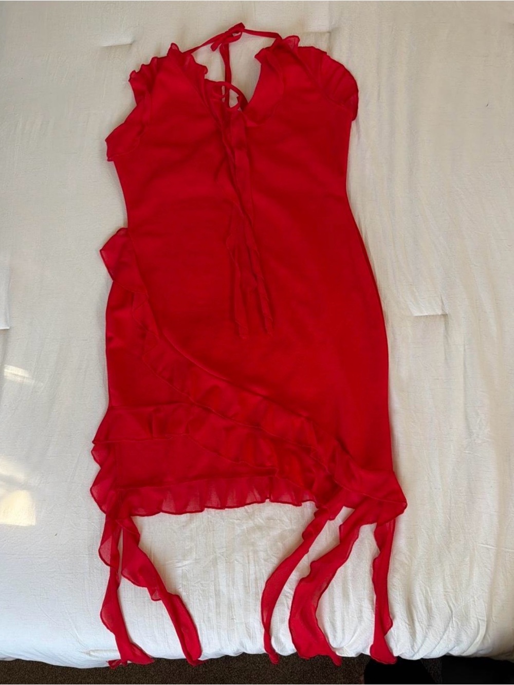 Red ruffle mini dress (never worn)